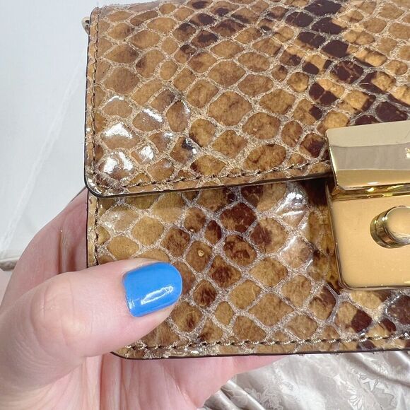 Michael Kors Snakeskin Brown Tan Snake Print Embossed Leather Crossbody Bag - Picture 8 of 8